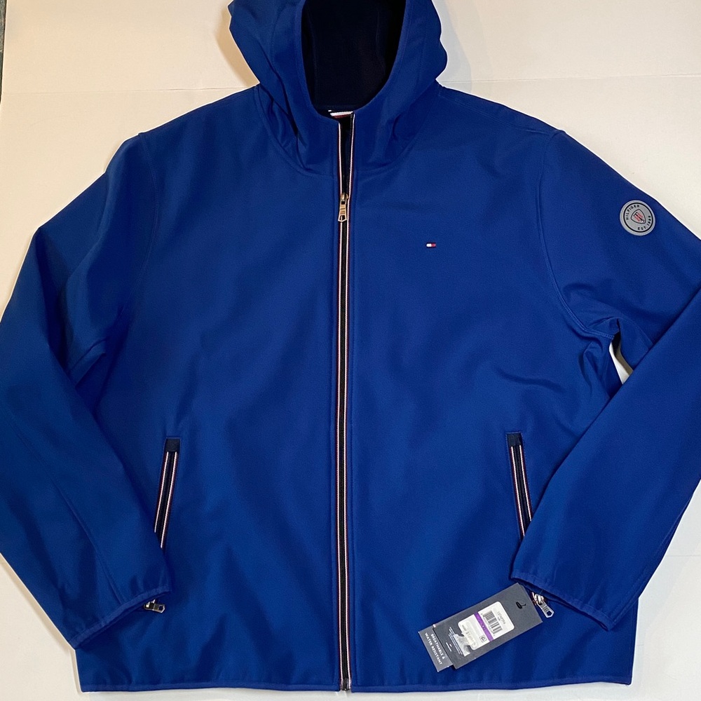 Tommy Hilfiger Mens SZ XXL Blue Water Resistant Lightweight Jacket with Hood New